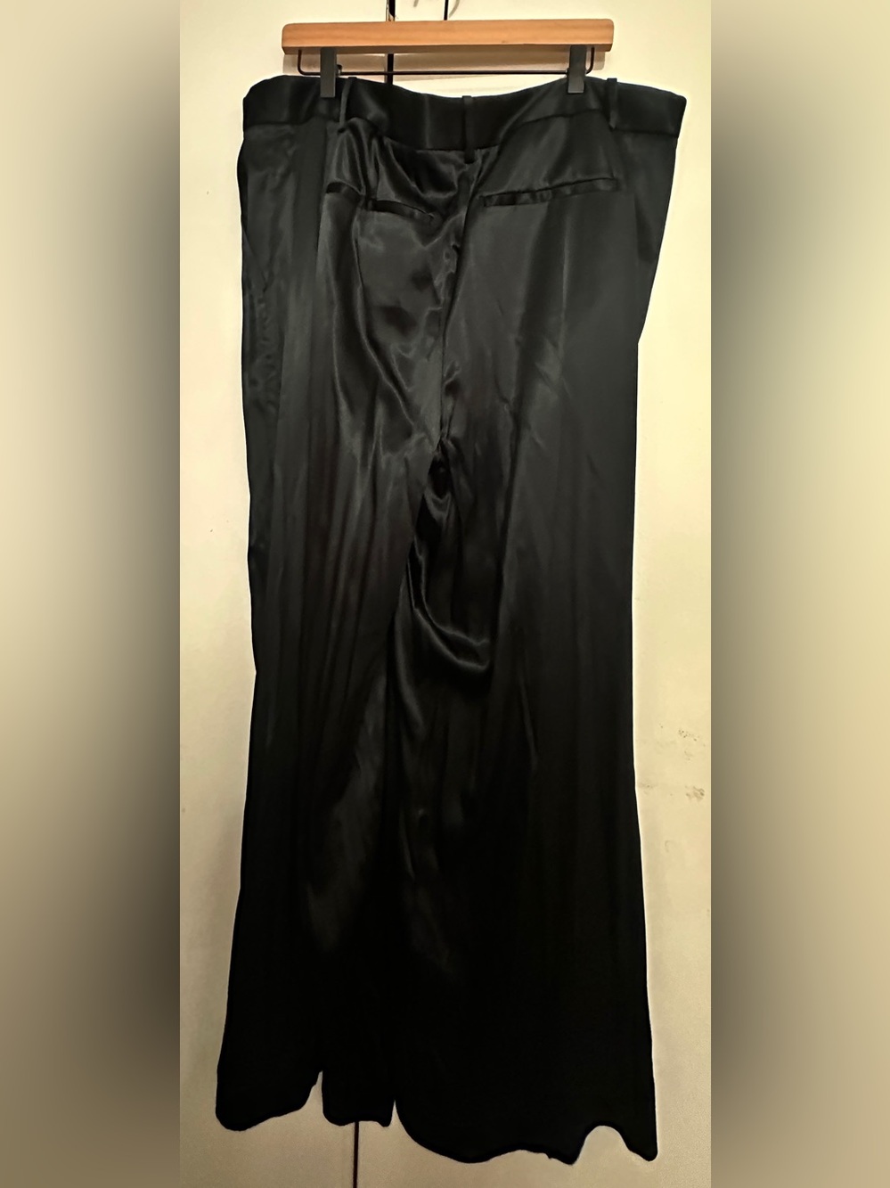 Madewell Black Wide-Leg Satin Trousers